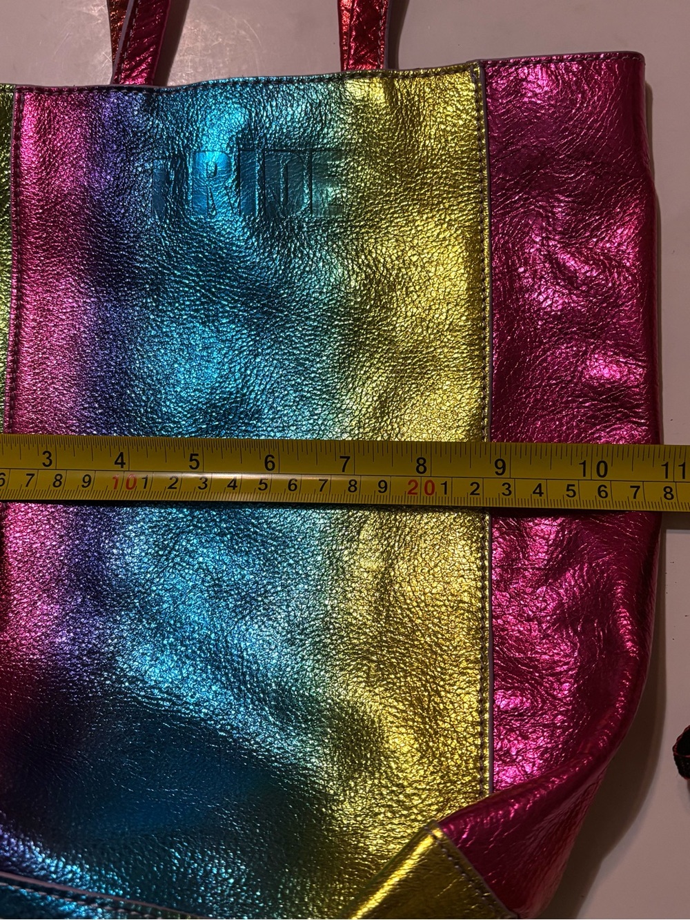 Metallic Rainbow Colorblock Tote Bag - Shiny Multicolor - Picture 8 of 9